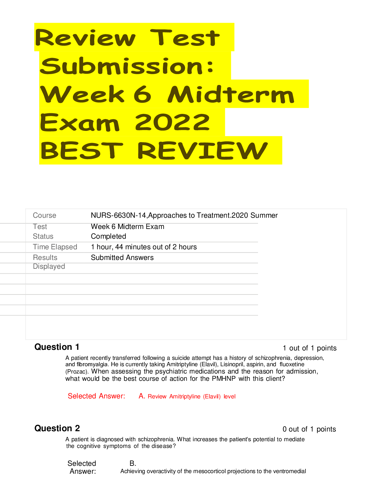 Preview image for Review Test Submission: Week 6 Midterm Exam 2022 BEST REVIEW